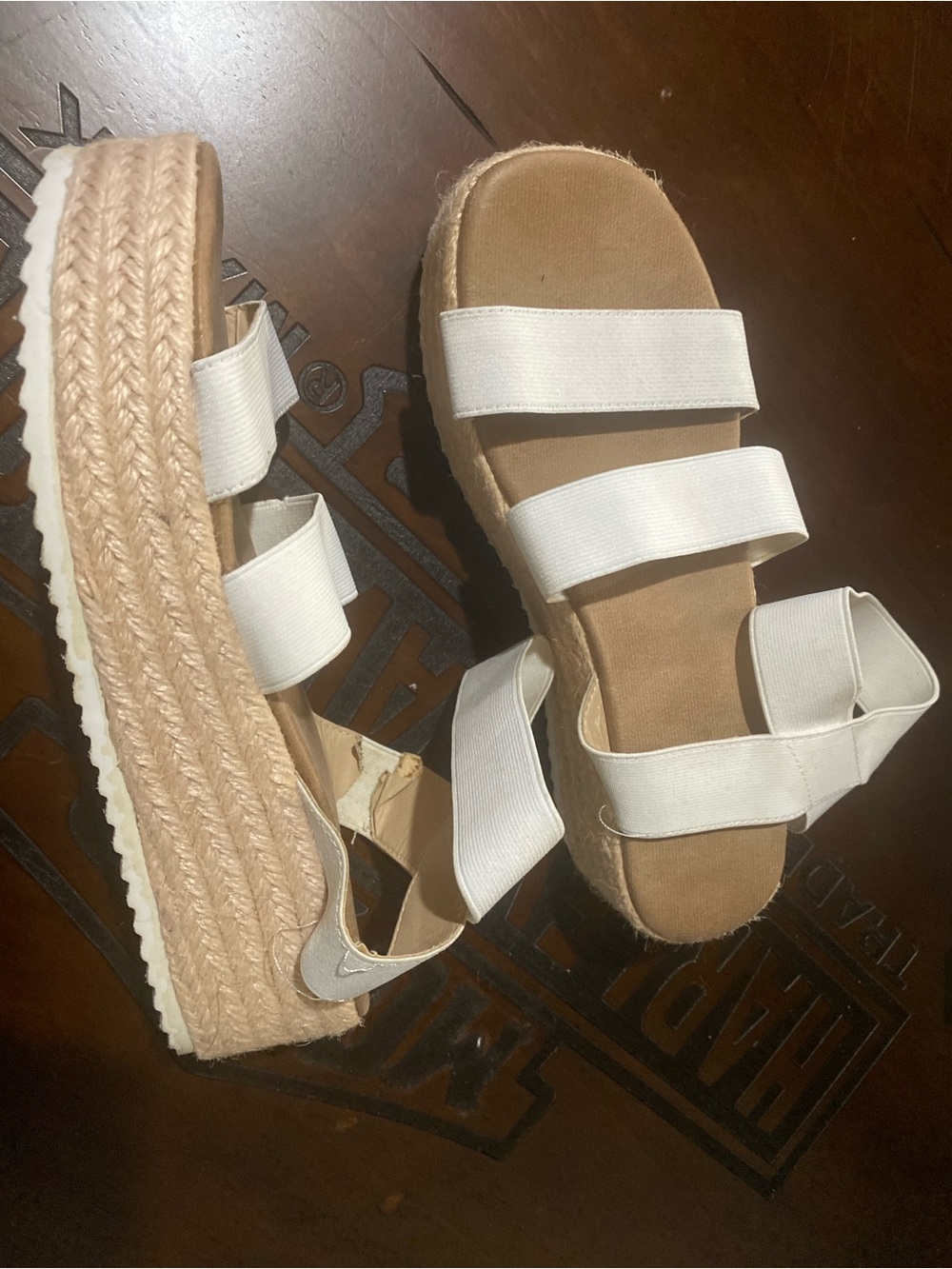 Women's White Espadrille Platform Sandals